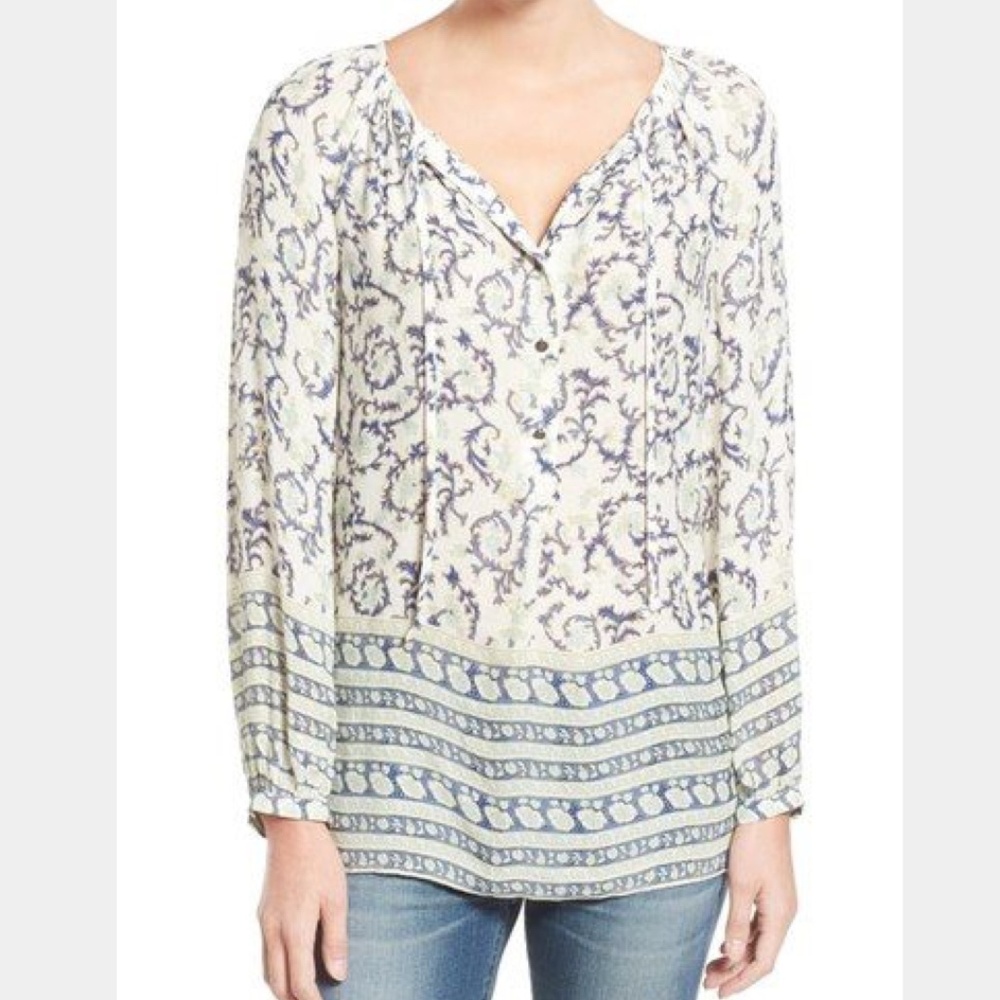 Lucky Brand Paisley Border Peasant Blouse